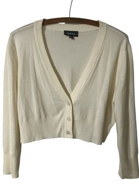 ModCloth "The Dream of the Crop Cardigan" Size XL Cream Off White Summer Cropped